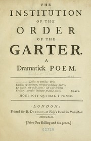 Front cover of The institution of the Order of the Garter by Gilbert West