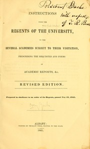 Cover of Instructions from the Regents of the University by University of the State of New York.
