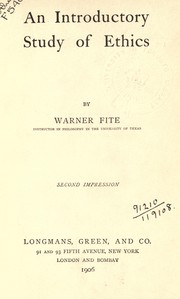 Cover of An introductory study of ethics by Fite, Warner