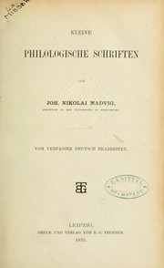 Front cover of Kleine philologische Schriften by Madvig, J. N.