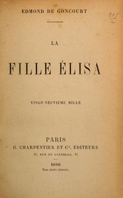 Cover of La fille Elisa by Edmond de Goncourt
