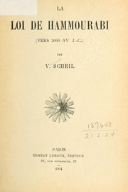 Cover of La loi de Hammourabi by Scheil, Vincent