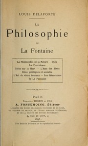 Front cover of La philosophie de La Fontaine by Delaporte, Louis