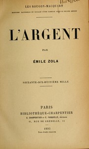 Front cover of L' argent by Émile Zola