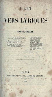 Cover of L' art des vers lyriques by Castil-Blaze