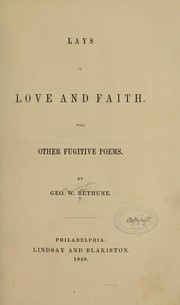 Front cover of Lays of love and faith by George W. Bethune