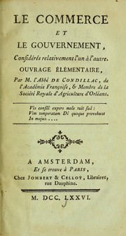 Cover of Le commerce et le gouvernement by Etienne Bonnot de Condillac