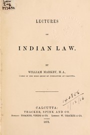 Front cover of Lectures on Indian law by Markby, William Sir