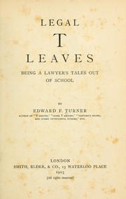 Front cover of Legal T leaves by Edward F. Turner