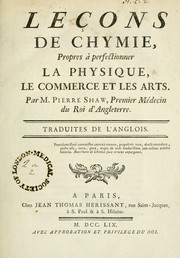 Front cover of Leçons de chymie by Peter Shaw