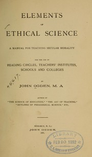 Cover of Elements of ethical science by Ogden, John