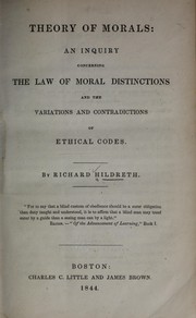 Front cover of Theory of morals by Richard Hildreth