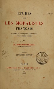 Cover of Études sur les moralistes français by Prévost-Paradol, Lucien Anatole Prévost called
