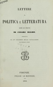 Cover of Lettere di politica e letteratura by Cesare Balbo, conte