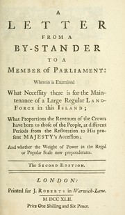 Front cover of A letter from a by-stander to a member of Parliament by Corbyn Morris