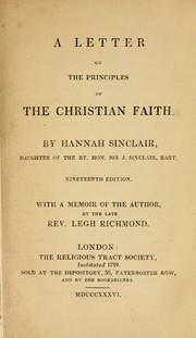 Cover of A letter on the principles of the Christian faith by Hannah Sinclair