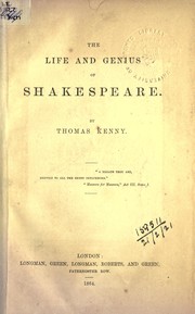 Front cover of The life and genius of Shakespeare by Thomas Kenny