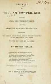 Front cover of The life of William Cowper, esq by Taylor, Thomas