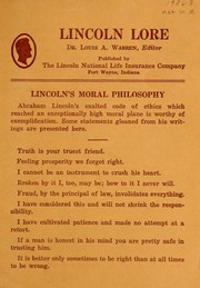 Front cover of Lincoln's moral philosophy by Abraham Lincoln