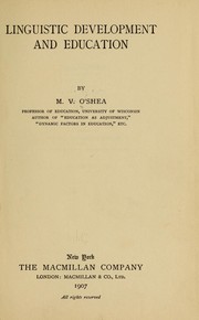 Cover of Linguistic development and education by Michael Vincent O'Shea