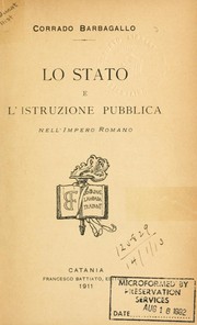 Front cover of Lo stato e l'istruzione pubblica nell'Impero romano by Corrado Barbagallo