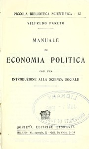 Front cover of Manuale di economia politica con una introduzione alla scienza sociale by Vilfredo Pareto