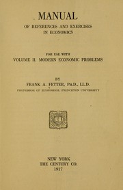 Front cover of Manual of references and exercises in economics for use with volume II by Frank Albert Fetter