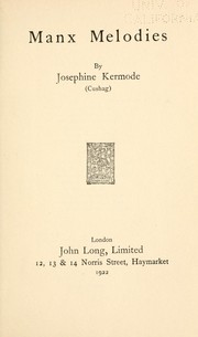 Cover of Manx melodies by Josephine Kermode