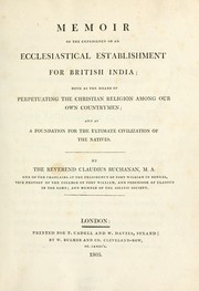 Cover of Memoir of the expediency of an ecclesiastical establishment for British India by Claudius Buchanan