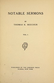 Cover of Notable sermons by Thomas Kinnicut Beecher