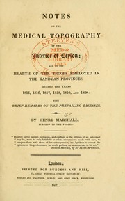 Front cover of Notes on the medical topography of the interior of Ceylon by Marshall, Henry