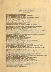 Cover of Ode on Lincoln by Isaac Pitman Noyes