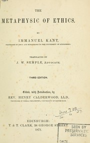 Front cover of The metaphysics of ethics by Immanuel Kant