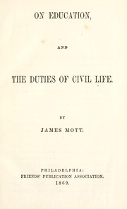 Front cover of On education, and the duties of civil life by James Mott