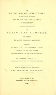 Cover of On history and political economy by Francis Lieber