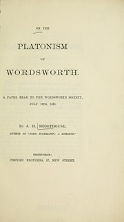 Cover of On the platonism of Wordsworth by J. H. Shorthouse