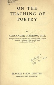 Front cover of On the teaching of poetry by Alexander Haddow