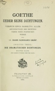 Cover of Goethe ueber seine Dichtungen by Hans Gerhard Gräf