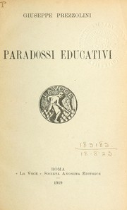 Cover of Paradossi educativi by Prezzolini, Giuseppe