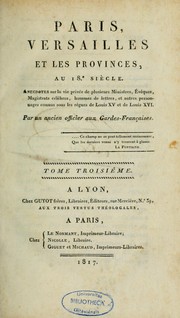 Front cover of Paris, Versailles et les provinces, au 18e siècle by Jean Louis Marie Dugas de Bois Saint Just 