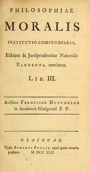 Cover of Philosophiae moralis institutio compendiaria by Francis Hutcheson