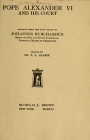 Front cover of Pope Alexander VI and his court by Johann Burchard