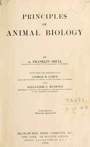 Cover of Principles of animal biology by Shull, Aaron Franklin