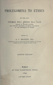 Front cover of Prolegomena to ethics by Thomas Hill Green