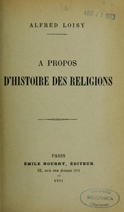 Cover of A propos d'histoire des religions by Alfred Firmin Loisy