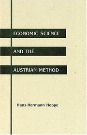 Front cover of Economic Science and the Austrian Method by Hans-Hermann Hoppe
