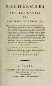 Cover of Recherches sur les causes des principaux faits physiques by Jean Baptiste Pierre Antoine de Monet de Lamarck