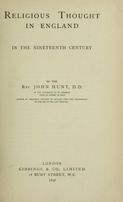 Front cover of Religious thought in England in the nineteenth century by Hunt, John