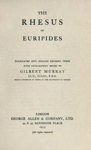 Cover of Rhesus by Euripides