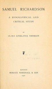 Cover of Samuel Richardson by Clara Linklater Thomson